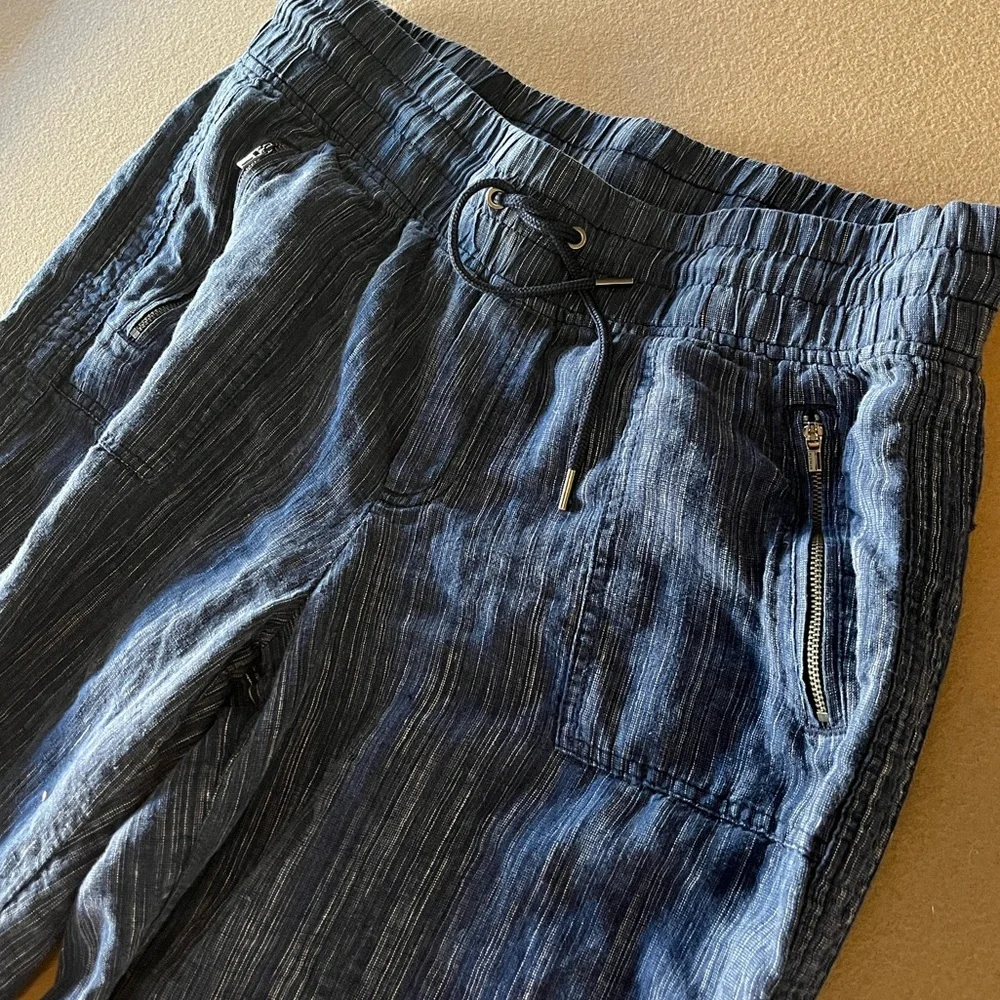 Athleta Cabo Linen Blue Wide-Leg Pants - Picture 8 of 15